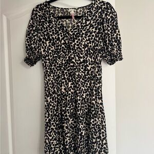 H&M Black and Cream Animal Print Mini Dress
